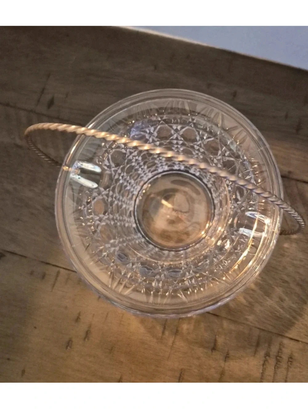 Vintage 1970's Avon Fostoria Glass Hat Basket with Wire Handle